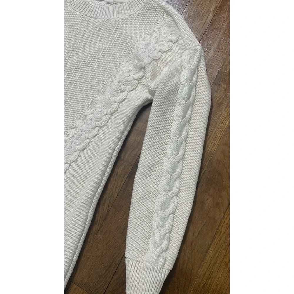 Gap Kids Big Girls Cable Knit Sweater Ivory Size Large Fall Winter 100% Cotton